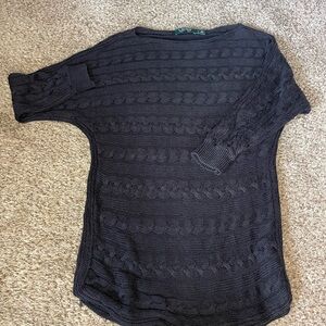 Lauren | Ralph Lauren Black Boat Neck, Long, Cable Design Sweater | Size Small